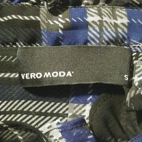 Vero Moda Western  Plaid Sheer Blouse, Ruffles, S - Picture 8 of 8